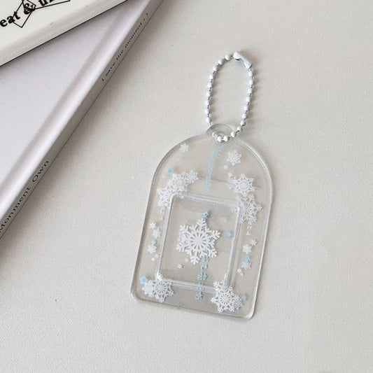 Hisocute Snowflake PVC Card Holder 1 inch 2 inch 3 inch Star Small Card Pendant Photo Case, Transparent Small, White Large