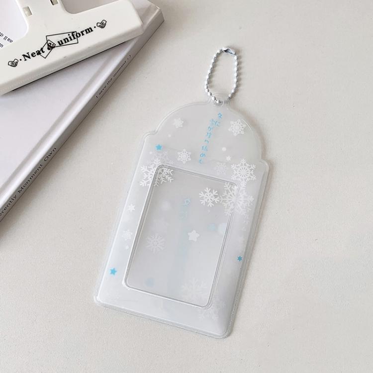 Hisocute Snowflake PVC Card Holder 1 inch 2 inch 3 inch Star Small Card Pendant Photo Case, Transparent Small, White Large