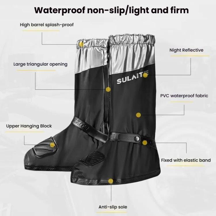 SULAITE Motorcycle Shoe Cover Thickened Anti-slip Wear-resistant Rain Shoes Outdoor Riding Adult Rain Boots, S, M, L, 2XL