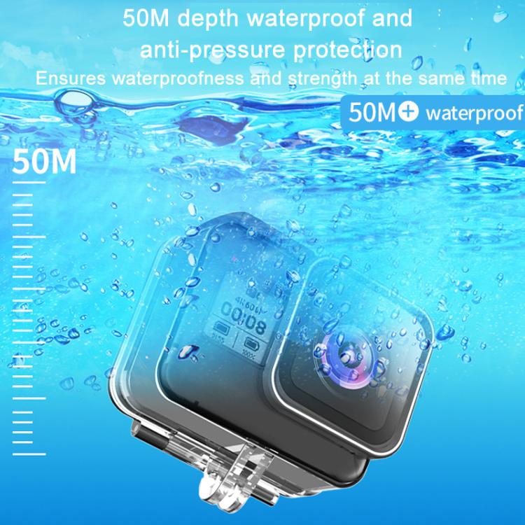 جراب TELESIN الواقي المقاوم للماء لكاميرا GoPro HERO8 باللون الأسود حتى عمق 50 مترًا، جراب غوص، ملحقات كاميرا رياضية