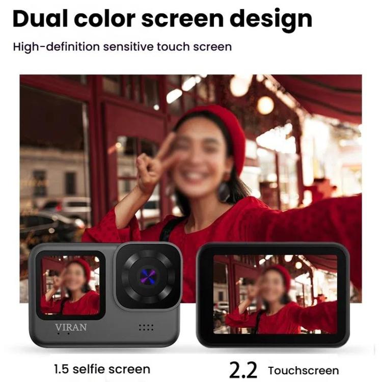 VIRAN V11 Dual-Color Screen 5K HD IP68 Waterproof Six-Axis Anti-Shake Sports Camera