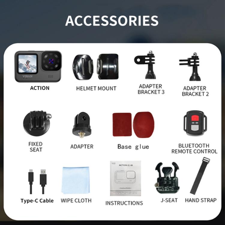 VIRAN V11 Dual-Color Screen 5K HD IP68 Waterproof Six-Axis Anti-Shake Sports Camera