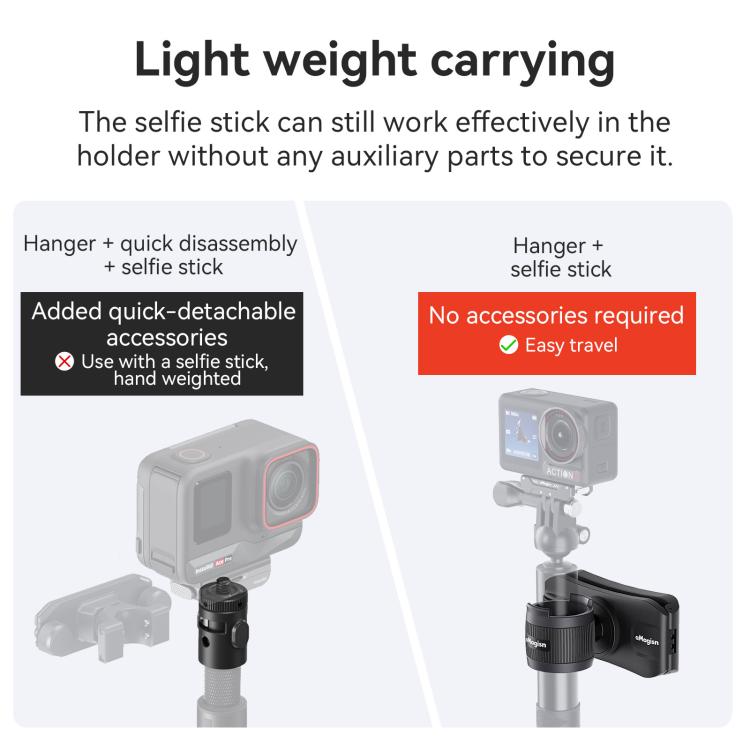 حامل عصا سيلفي من AMagisn، حقيبة ظهر لكاميرا الحركة، ملحق سريع لكاميرا Insta360 / DJI / GoPro
