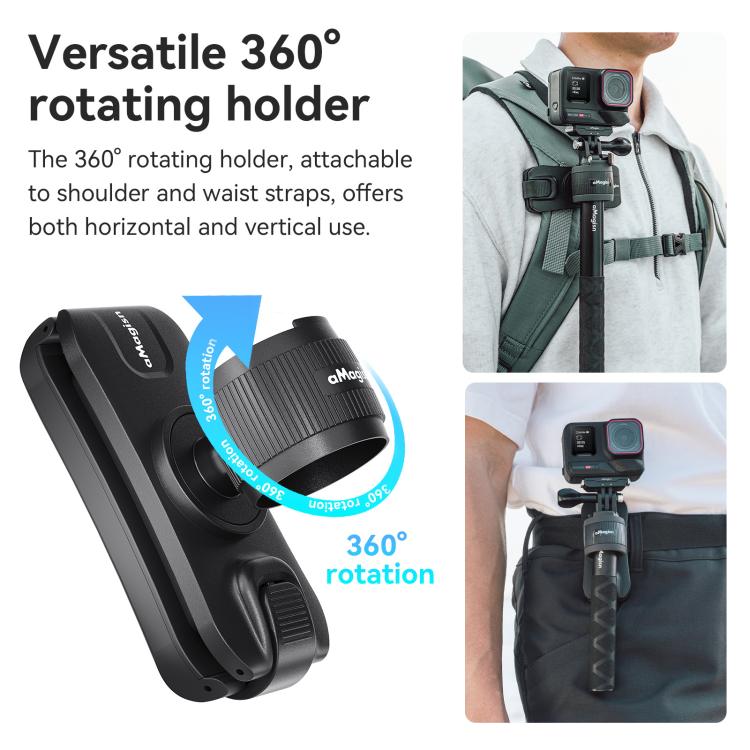 حامل عصا سيلفي من AMagisn، حقيبة ظهر لكاميرا الحركة، ملحق سريع لكاميرا Insta360 / DJI / GoPro
