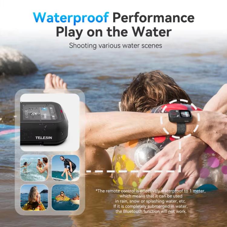 كاميرا رياضية T13 من TELESIN بمدى 60 متر مزودة بجهاز تحكم عن بعد لاسلكي بتقنية البلوتوث لكاميرا GoPro HERO13 أسود/12 أسود/11 أسود/10 أسود/9 أسود/8 أسود/ماكس