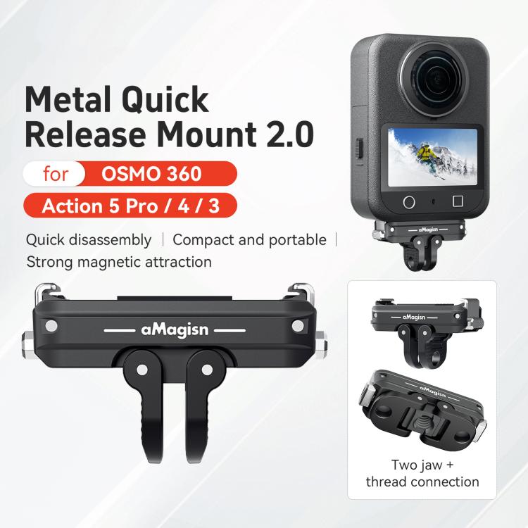 محول واجهة مزدوج لحامل مغناطيسي معدني سريع الفك لـ DJI Action 5 Pro / 4 / 3 aMagisn