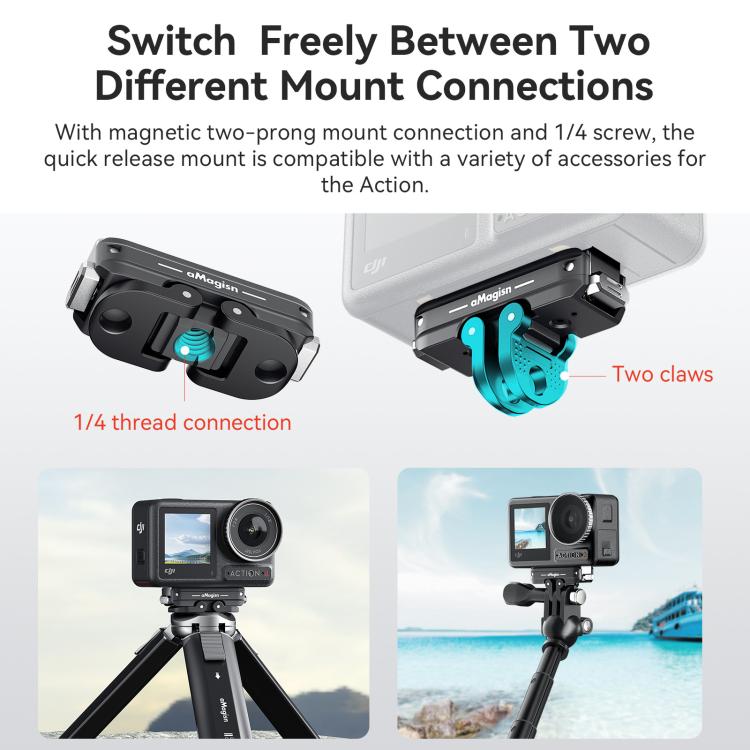 محول واجهة مزدوج لحامل مغناطيسي معدني سريع الفك لـ DJI Action 5 Pro / 4 / 3 aMagisn