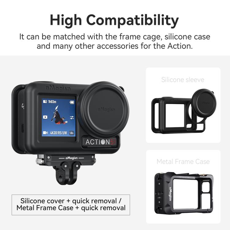 محول واجهة مزدوج لحامل مغناطيسي معدني سريع الفك لـ DJI Action 5 Pro / 4 / 3 aMagisn