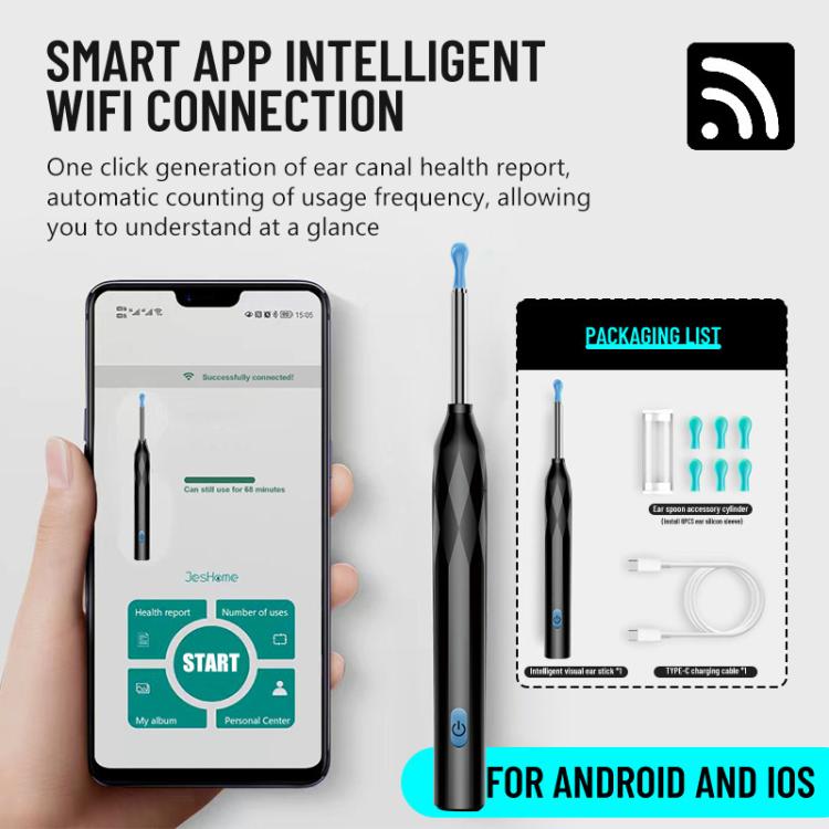 أداة تنظيف الأذن P3 LED مع اتصال واي فاي ذكي لاسلكي مع تطبيق