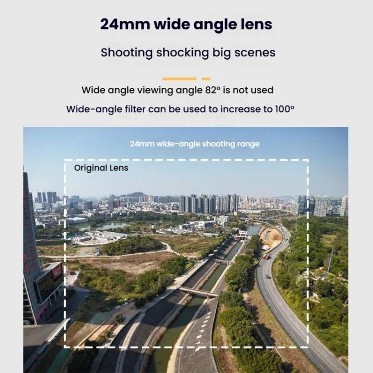فلتر زاوية واسعة 24 مم 100 درجة لـ DJI Flip RCSTQ إطار من سبائك الألومنيوم بزاوية واسعة للغاية، فلتر
