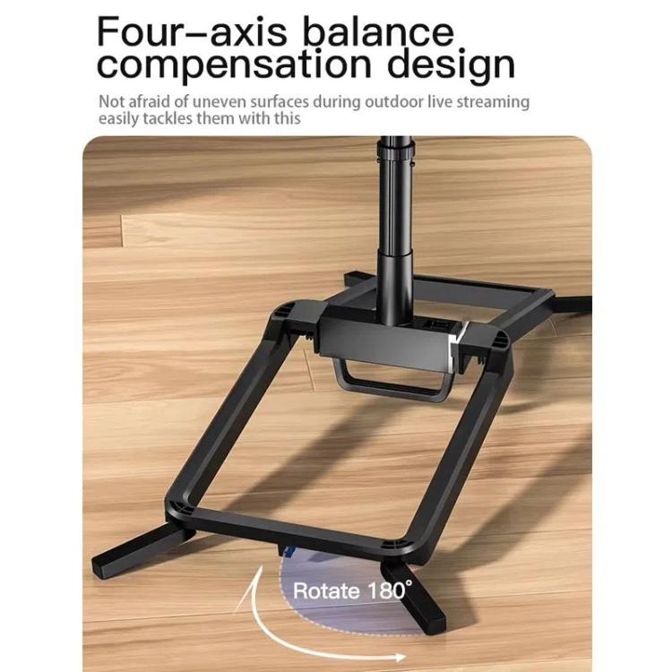 Adjustable 55-Inch Quadpod Live Streaming Phone Stand Foldable Tripod With Dual Phone Clip & 1/4 Inch Screw
