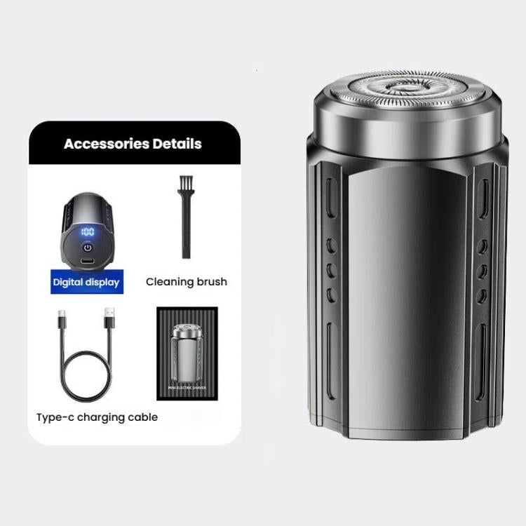 Portable Electric Shaver for Men with LCD Display – Travel-Friendly Mini Shaver, USB Type-C Fast Charging, Waterproof & Washable Design, 6-blade Head Dark Metallic Gray, Floating Blade Dark Metallic Gray, 6-blade Head Black, Floating Blade Black