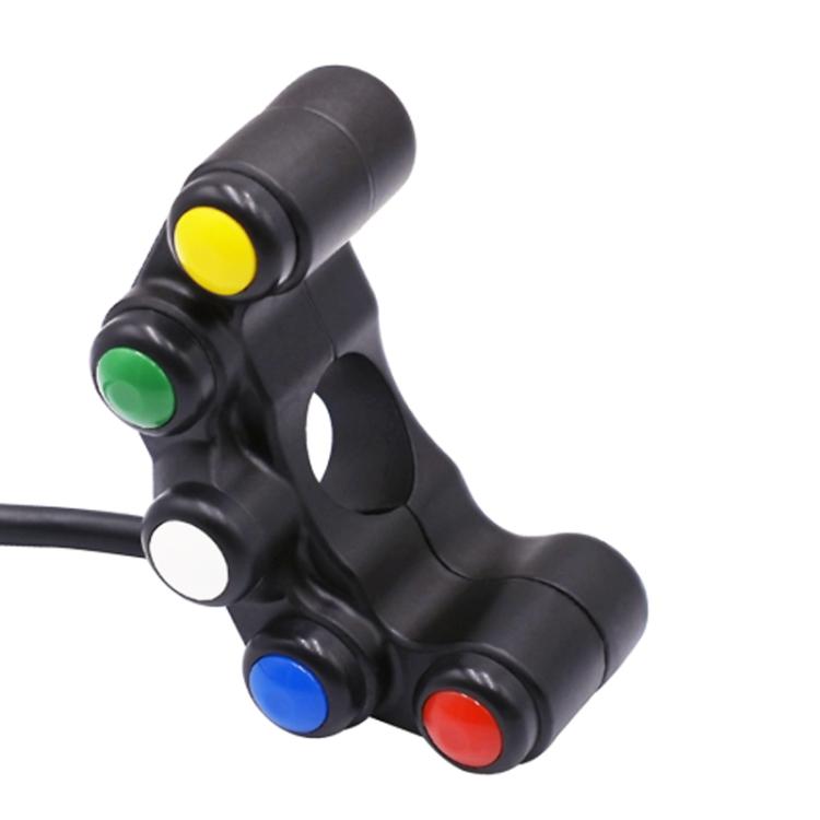 Motorcycle Headlight Auxiliary Light Horn Switches Aluminum Alloy Five-position Faucet Switches with Light, Plastic Five-position