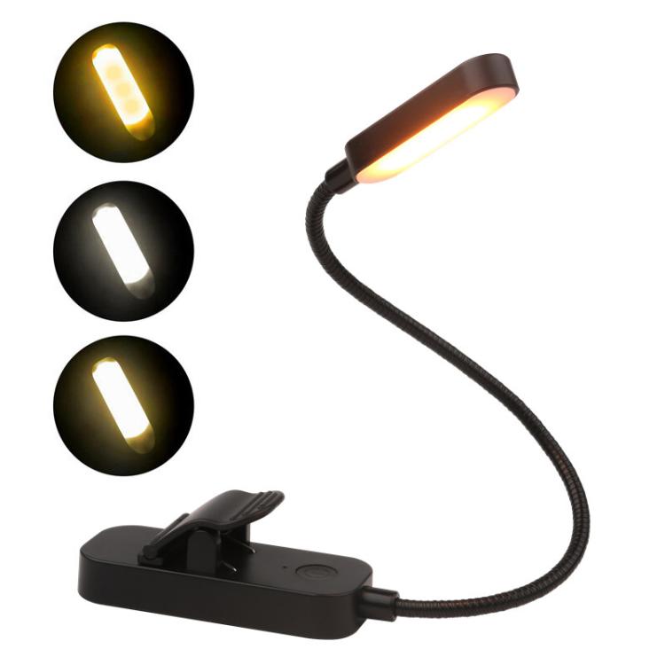 Hose Clip Book Light Night Reading Lamp Adjustable Brightness USB Rechargeable Book Clip Lights, 8LED Long Strip Type-White, 8LED Long Strip Type-Black, 12LED Shower Type-White