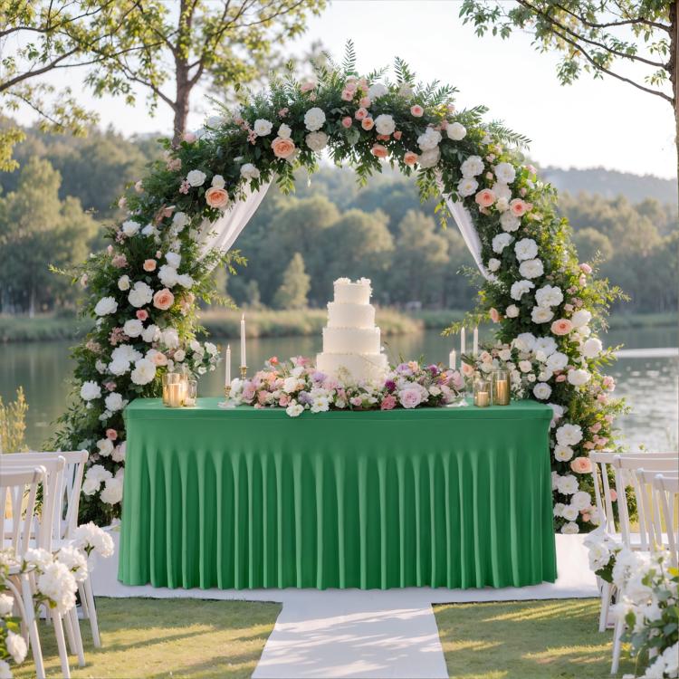 Spandex Table Skirt for Rectangle Table Stretchable Wrinkle Resistant Tablecloth for Weddings Parties Tradeshows, 122x60x76cm, 183x76x76cm, 243x76x76cm