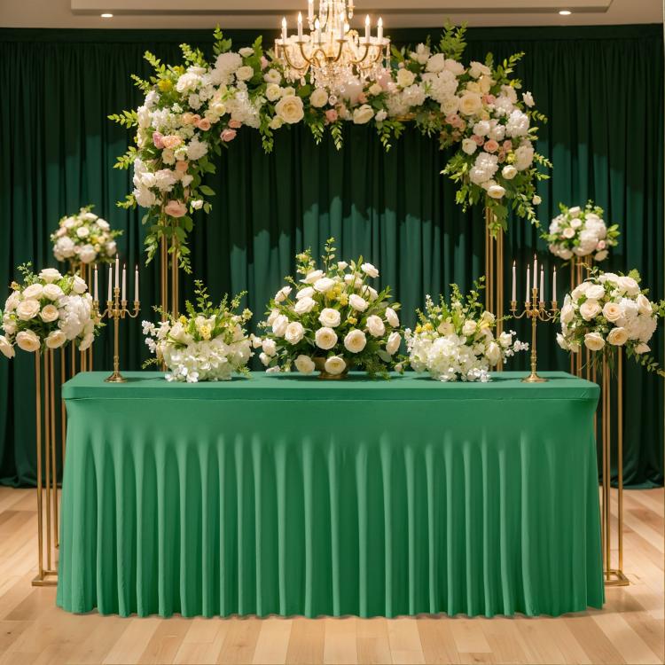 Spandex Table Skirt for Rectangle Table Stretchable Wrinkle Resistant Tablecloth for Weddings Parties Tradeshows, 122x60x76cm, 183x76x76cm, 243x76x76cm