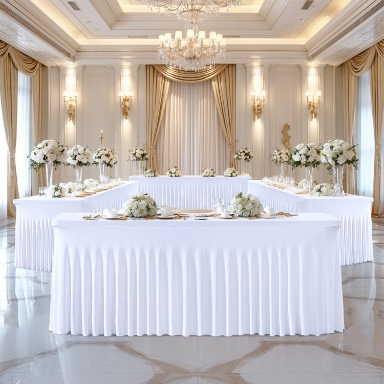Spandex Table Skirt for Rectangle Table Stretchable Wrinkle Resistant Tablecloth for Weddings Parties Tradeshows, 122x60x76cm, 183x76x76cm, 243x76x76cm