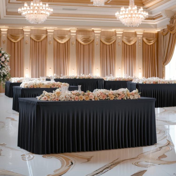 Spandex Table Skirt for Rectangle Table Stretchable Wrinkle Resistant Tablecloth for Weddings Parties Tradeshows, 122x60x76cm, 183x76x76cm, 243x76x76cm