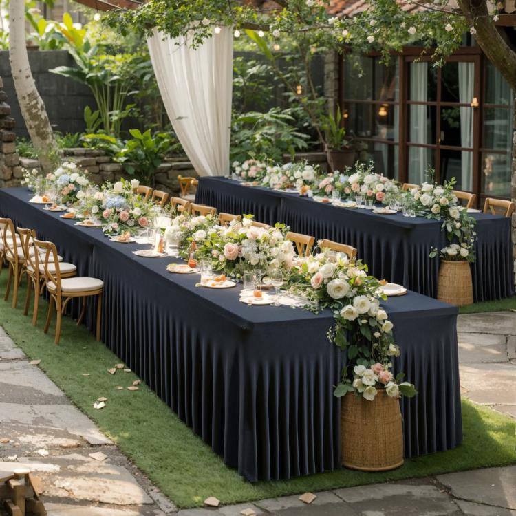 Spandex Table Skirt for Rectangle Table Stretchable Wrinkle Resistant Tablecloth for Weddings Parties Tradeshows, 122x60x76cm, 183x76x76cm, 243x76x76cm