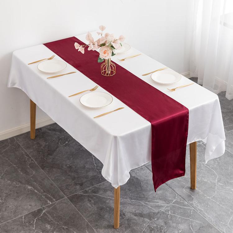 Hotel Wedding Tablecloth Decorative Polyester Sateen Coffee Table Runner Sateen Desk Flag, 29x275cm