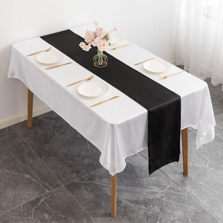 Hotel Wedding Tablecloth Decorative Polyester Sateen Coffee Table Runner Sateen Desk Flag, 29x275cm