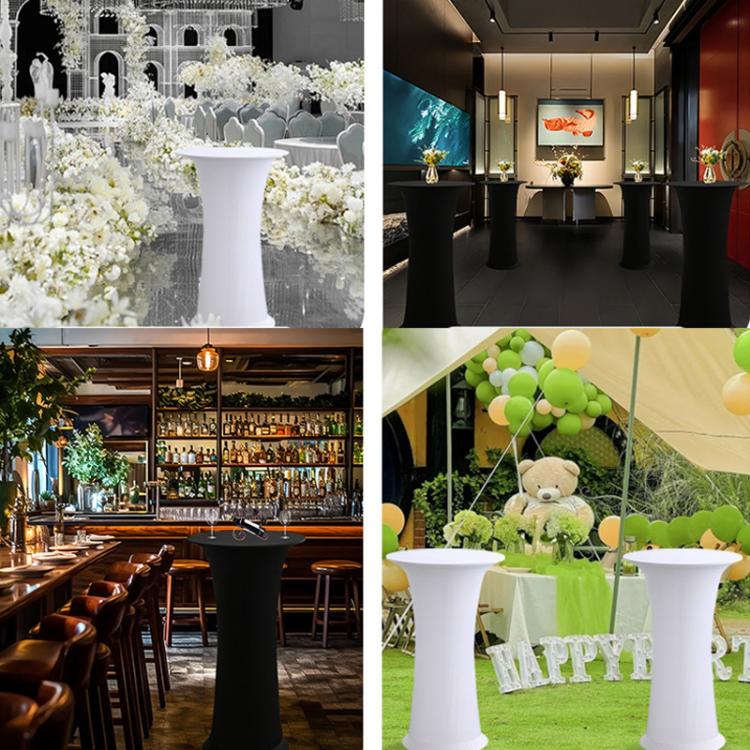 Elastic Spandex Table Cover Hotel Wedding Decor Solid Color Cocktail Round Bottom Bar Cover, 60cm Round, 80cm Round