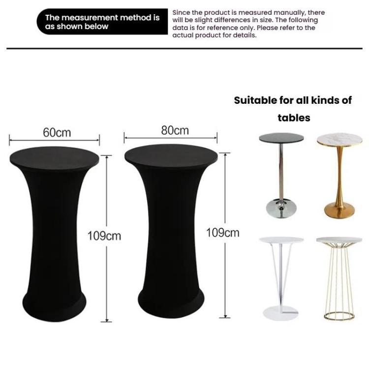 Elastic Spandex Table Cover Hotel Wedding Decor Solid Color Cocktail Round Bottom Bar Cover, 60cm Round, 80cm Round
