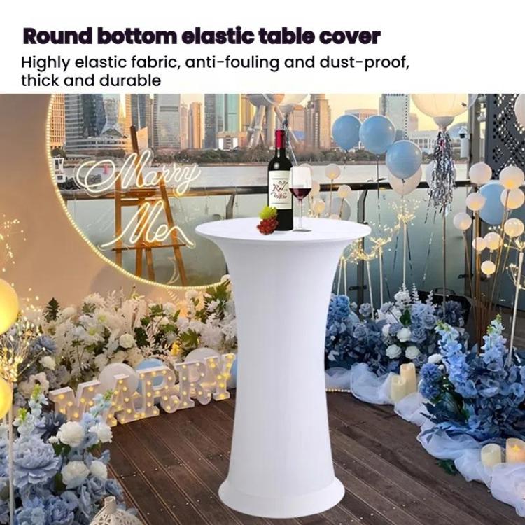 Elastic Spandex Table Cover Hotel Wedding Decor Solid Color Cocktail Round Bottom Bar Cover, 60cm Round, 80cm Round