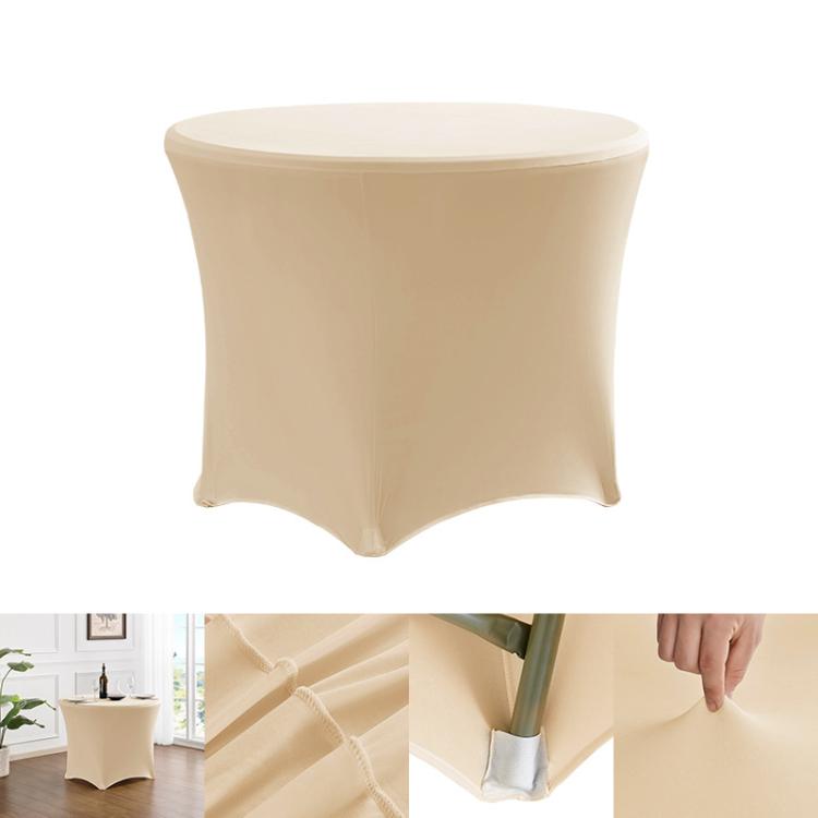 Simple Modern Stretch Round Table Cover Hotel Wedding Banquet Four Corners Large Round Table Cover, 122x75cm, 153x75cm, 183x75cm