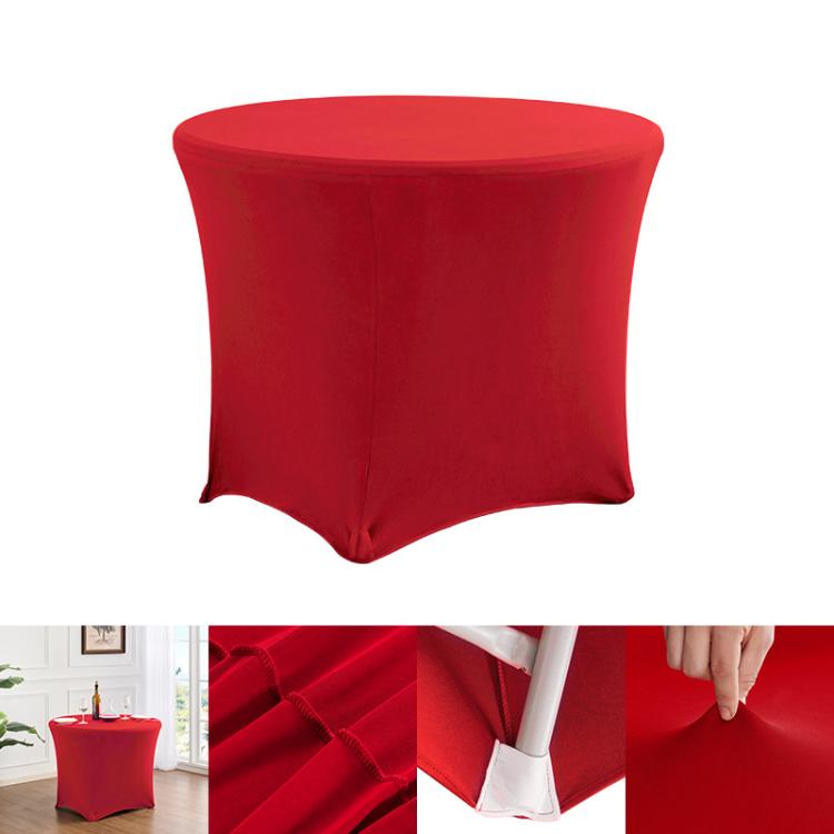 Simple Modern Stretch Round Table Cover Hotel Wedding Banquet Four Corners Large Round Table Cover, 122x75cm, 153x75cm, 183x75cm