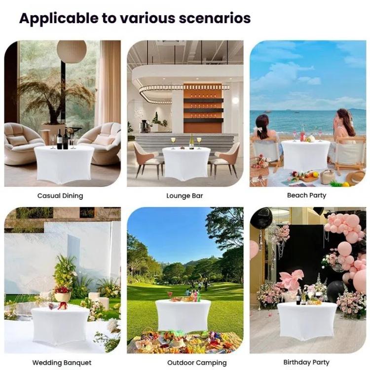 Simple Modern Stretch Round Table Cover Hotel Wedding Banquet Four Corners Large Round Table Cover, 122x75cm, 153x75cm, 183x75cm