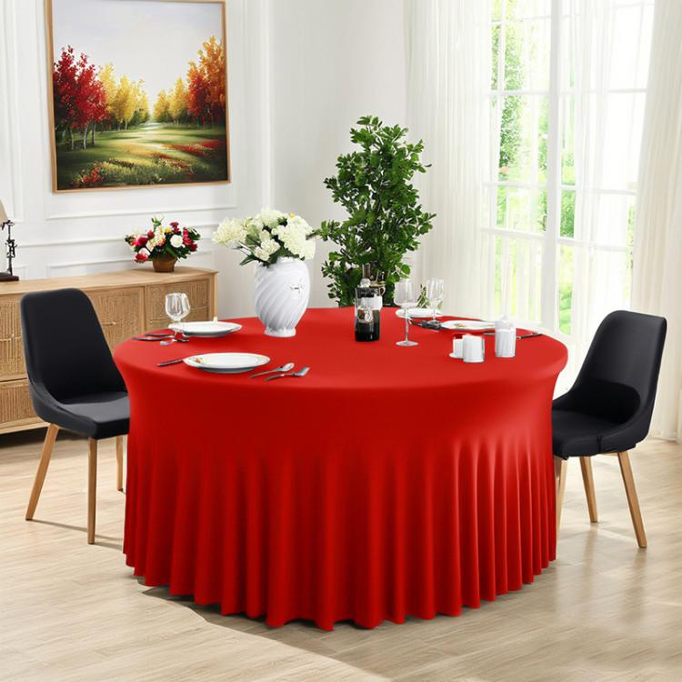 Polyester Elastic Tablecloth Cover Wedding Banquet Party Decoration Round Table Skirt Office Tablecloth, 4FT, 5FT, 6FT