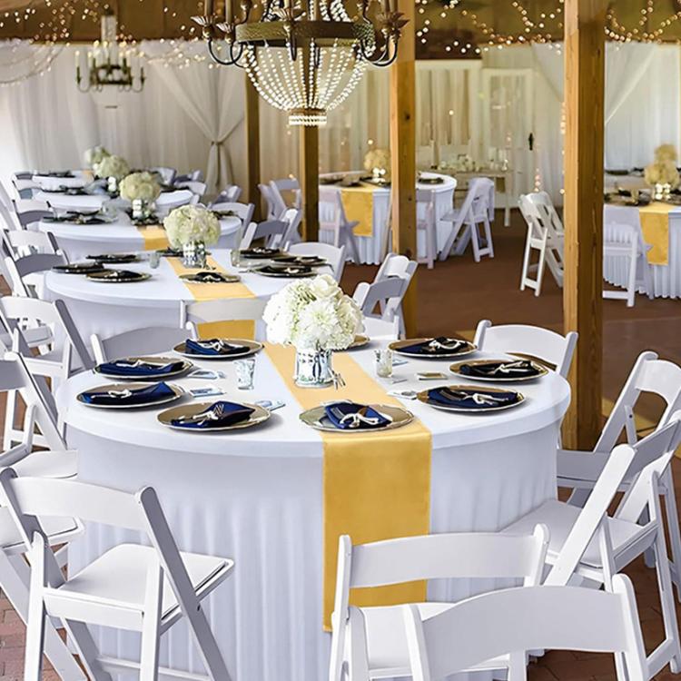 Polyester Elastic Tablecloth Cover Wedding Banquet Party Decoration Round Table Skirt Office Tablecloth, 4FT, 5FT, 6FT