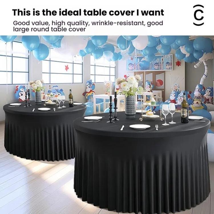 Polyester Elastic Tablecloth Cover Wedding Banquet Party Decoration Round Table Skirt Office Tablecloth, 4FT, 5FT, 6FT