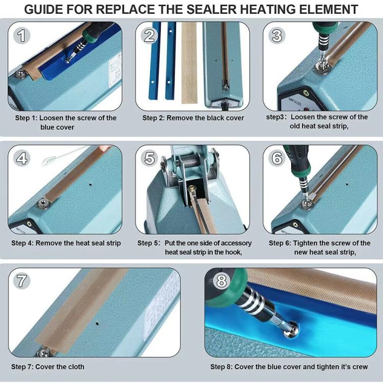 5pcs /Pack Impulse Sealer Spare Repair Parts Heat Seal Strips Replacement, 200mm, 300mm, 400mm