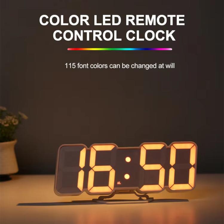 ساعة رقمية ثلاثية الأبعاد متغيرة الألوان RGB مع تحكم صوتي، سطوع قابل للتعديل، شاشة عرض درجة الحرارة وجهاز تحكم عن بعد، أبيض عادي، أسود عادي، أبيض مُحسّن للرطوبة، أسود مُحسّن للرطوبة