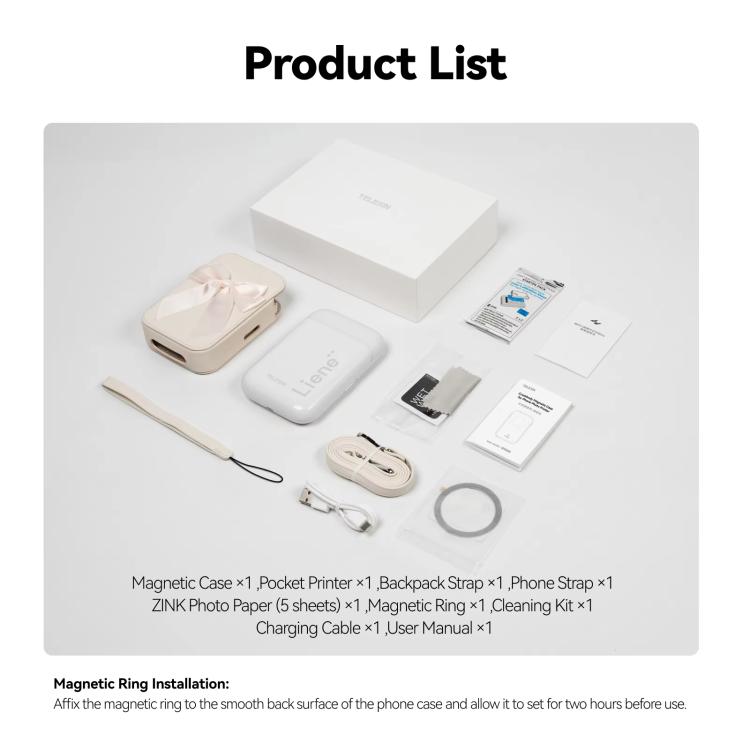 TELESIN Portable Instant Photo Printer With Magnetic Bag & Self-Adhesive Photo Paper For Travel & Memories