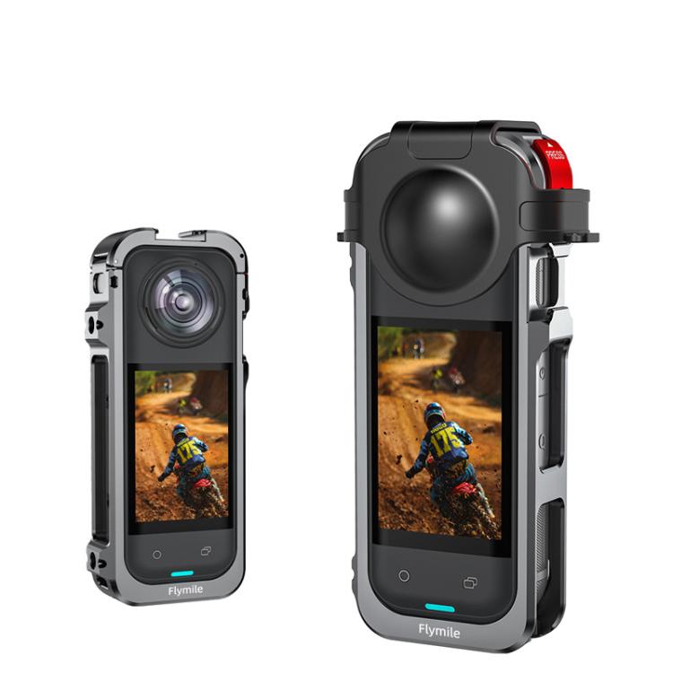 مجموعة غطاء عدسة بإطار معدني لكاميرا Insta360 X5 Flymile مع دعامة توسيع قفص الأرنب