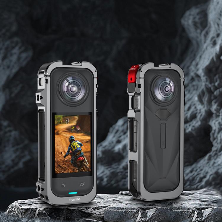 مجموعة غطاء عدسة بإطار معدني لكاميرا Insta360 X5 Flymile مع دعامة توسيع قفص الأرنب
