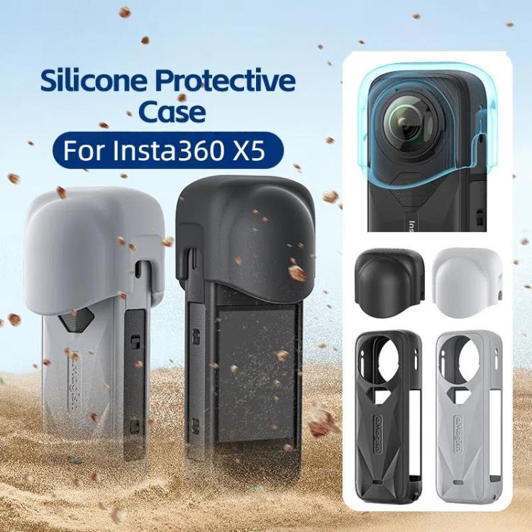 ملحقات حماية كاميرا الحركة Insta360 X5، جراب aMagisn للجسم وغطاء عدسة أسود، جراب aMagisn للجسم وغطاء عدسة رمادي، جراب aMagisn للجسم أسود، جراب aMagisn للجسم رمادي