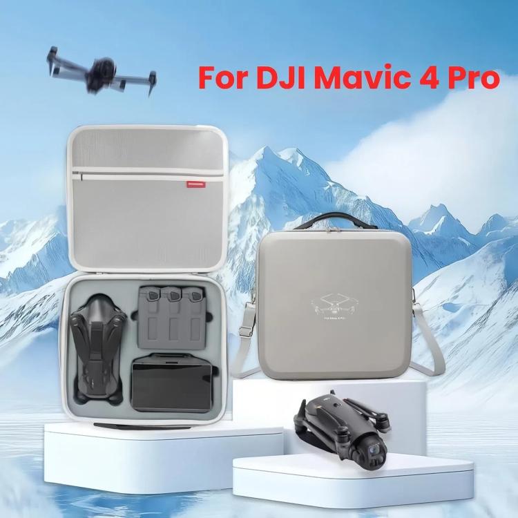 حقيبة حمل متينة من البولي يوريثان لطائرة DJI Mavic 4 Pro Fly More Combo / Creator Combo، حقيبة كتف متقاطعة متينة من البولي يوريثان، حقيبة كتف سوداء، حقيبة كتف رمادية