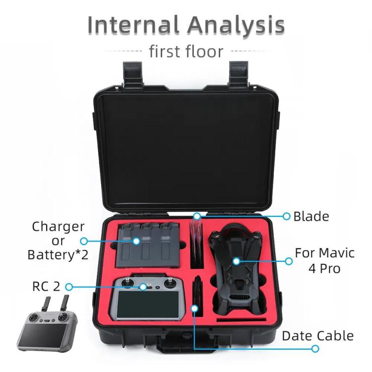 حقيبة تخزين EVA مقاومة للصدمات مع حزام كتف لطائرة DJI Mavic 4 Pro Fly More Combo RC 2 المقاومة للانفجار