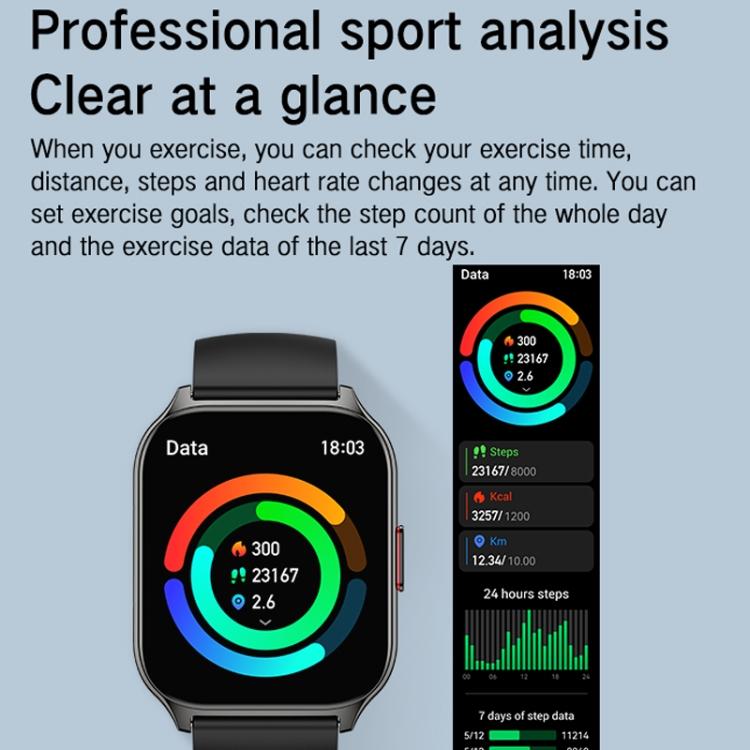 Blood Oxygen / Sleep / Heart Rate Health Monitoring Smart Watch Square Sports Double Strap Watch