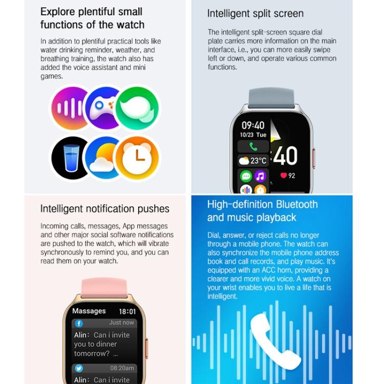 Blood Oxygen / Sleep / Heart Rate Health Monitoring Smart Watch Square Sports Double Strap Watch