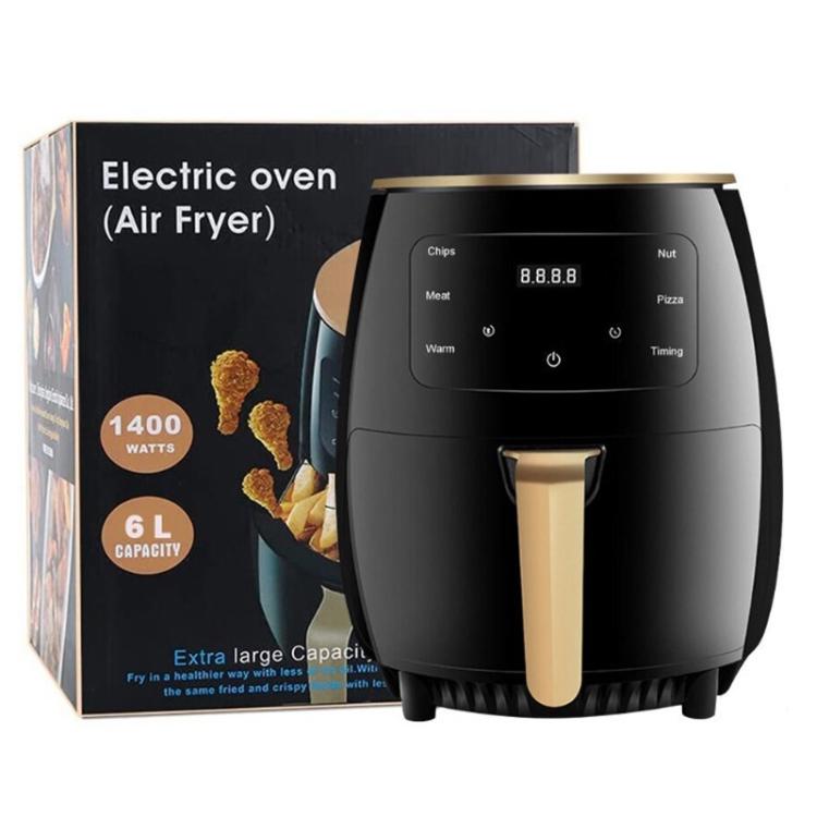 6L 1400W Air Fryer Household Large Capacity French Fry Maker Multifunctional Electric Fryer, Black EU Plug, Black UK Plug, Black US Plug