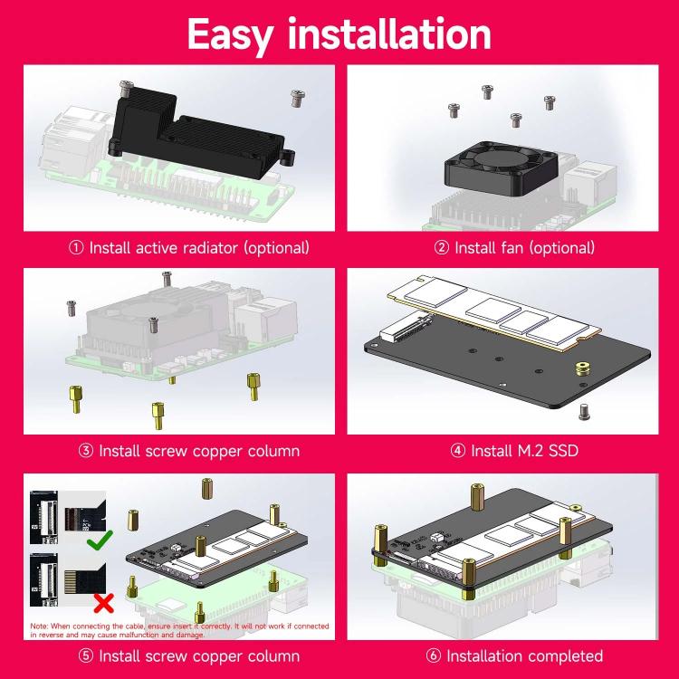 Yahboom PCIe To M.2 Adapter Expansion Board For Raspberry Pi 5 NVMe Expansion Board