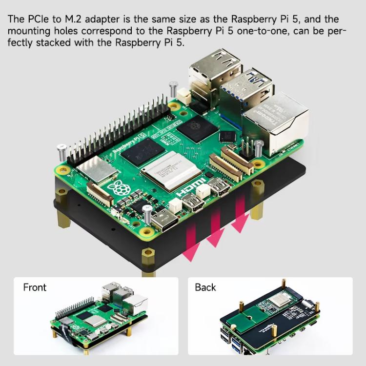 Yahboom PCIe To M.2 Adapter Expansion Board For Raspberry Pi 5 NVMe Expansion Board