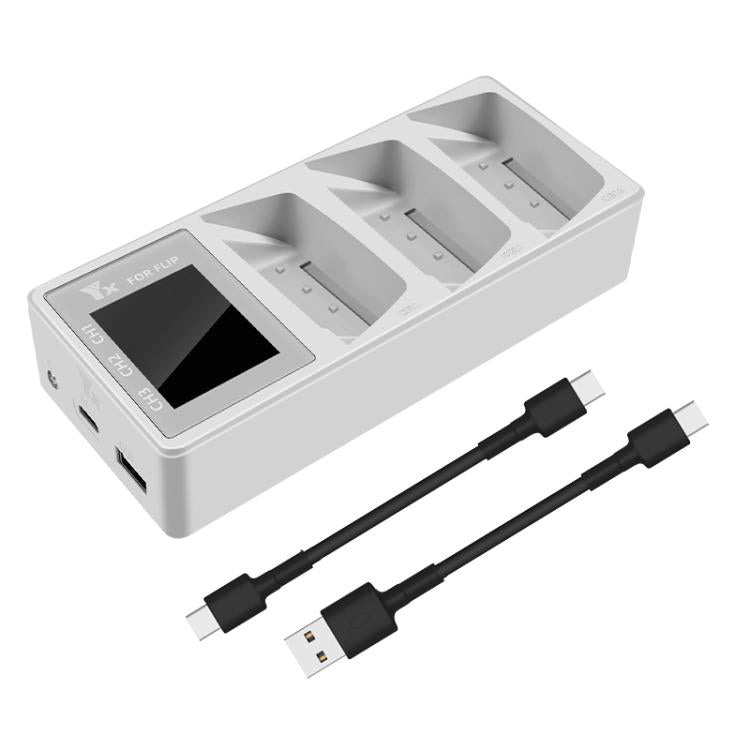 شاحن بطارية ثلاثي القنوات لطائرة DJI Flip Drone YX مع شاشة LCD ملونة ومحور شحن ذكي، شاشة ملونة ثلاثية القنوات