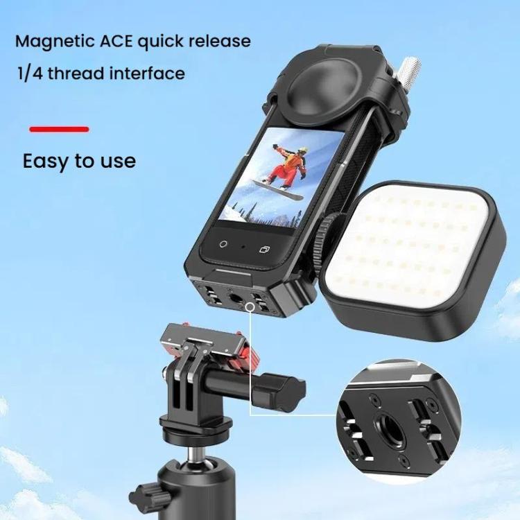 لكاميرا Insta360 X3 HEPAIL AC62 قفص أرنب معدني مع شفط مغناطيسي وإطار حماية أفقي ورأسي، AC62