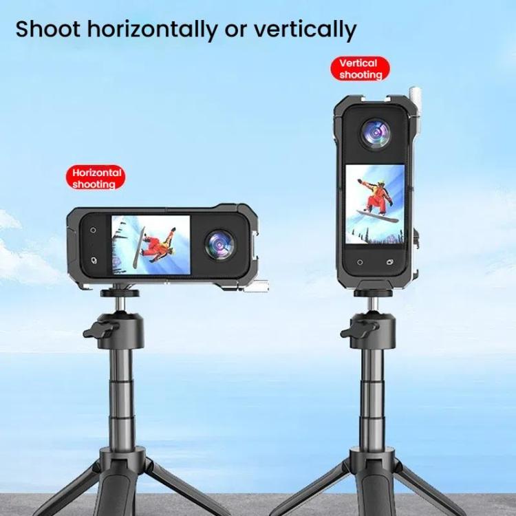لكاميرا Insta360 X3 HEPAIL AC62 قفص أرنب معدني مع شفط مغناطيسي وإطار حماية أفقي ورأسي، AC62